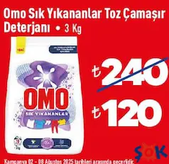 OMO SIK YIKANANLAR TOZ ÇAMAŞIR DETERJANI 3 KG fiyat ve kampanya bilgisi